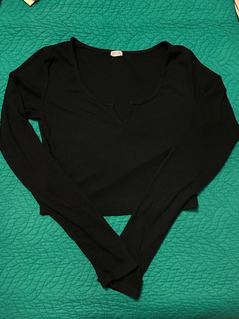 GARAGE - Black Long-Sleeve Ribbed Top - Women